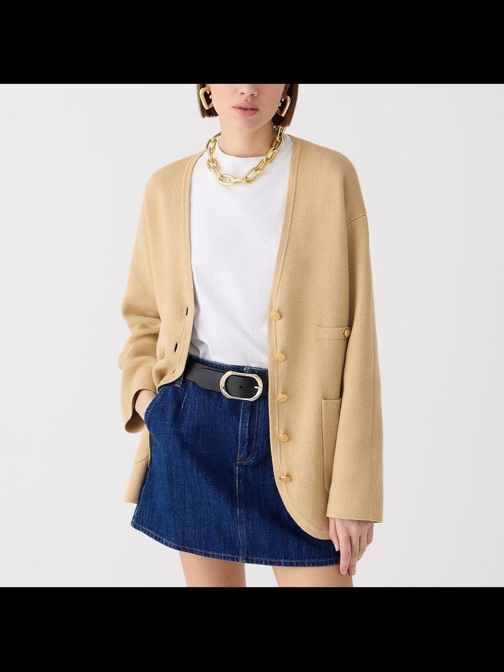 J. Crew Tan Knit Button Front Blazer